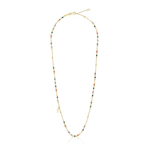 Collaret rosari amb bany d'or 18 kt sobre plata amb gemmes i motiu creu Tamara Falcó X TOUS