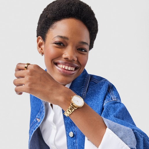 Часы Rond Straight из стали c золотистым ионным напылением