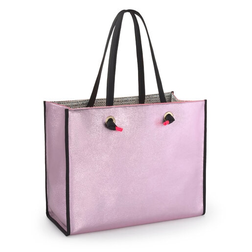 Ružová veľká metalická nákupná taška Amaya