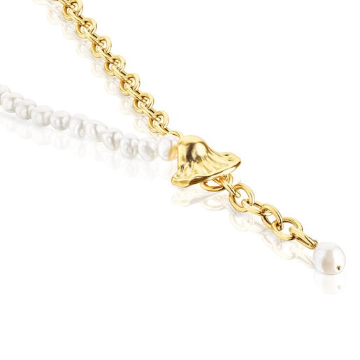 Muschel-Halskette Oceaan aus Vermeil-Silber mit Perlen