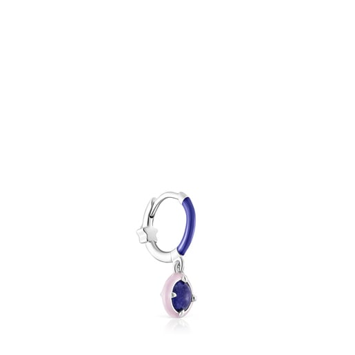 Silver TOUS Vibrant Colors Hoop earring with lapis lazuli and enamel