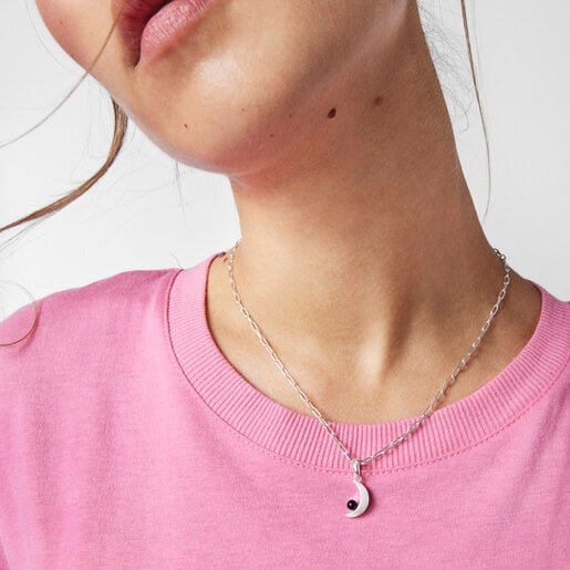 TOUS Silver Magic Nature moon Necklace with onyx | Plaza Del Caribe