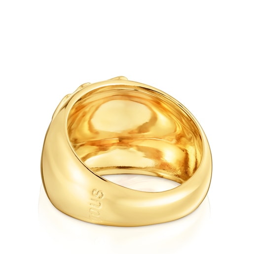 18kt gold plating over silver signet Ring with motif Yagrumo