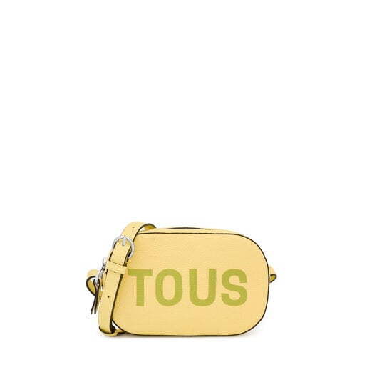Τσάντα χιαστί TOUS Logo Lynn από δέρμα σε κίτρινο χρώμα