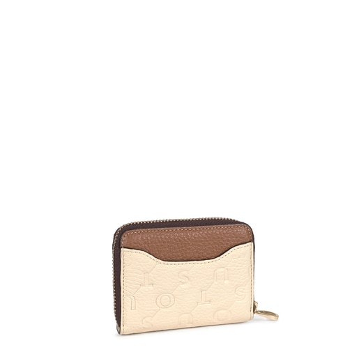 Monedero mediano Tous Script beige y marron