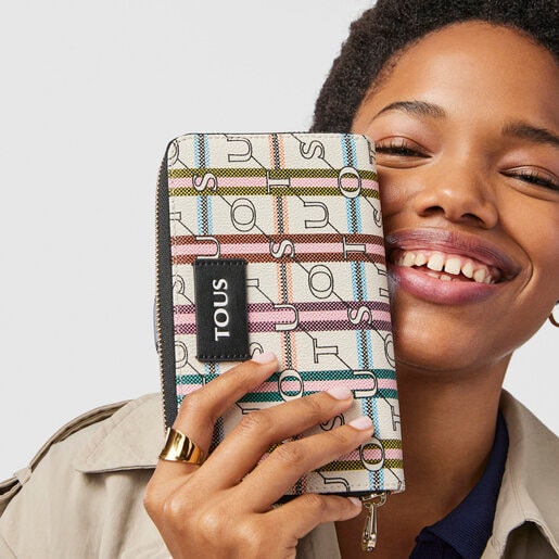 Средний бежево-черный кошелек TOUS Crossroad