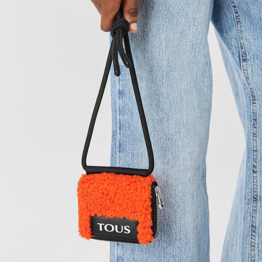 Orange TOUS Empire Fur Hanging change purse