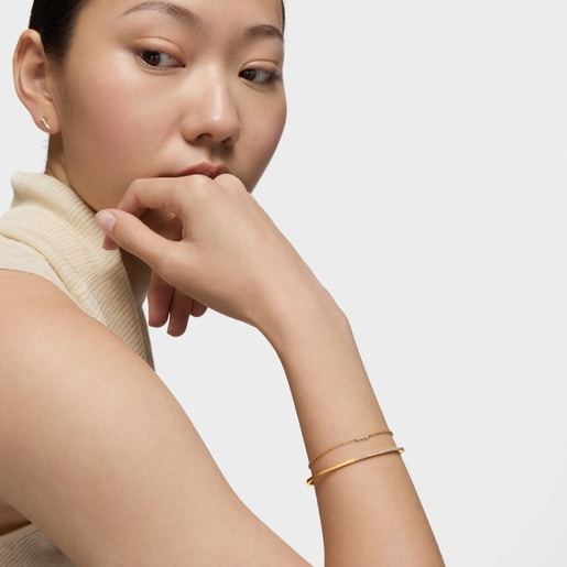 Gold Strip bracelet with diamonds Les Classiques