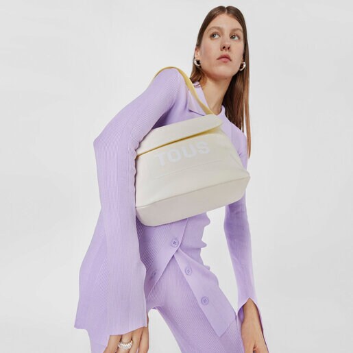 תיק כתף TOUS Maya קטן בצבע בז' וצהוב