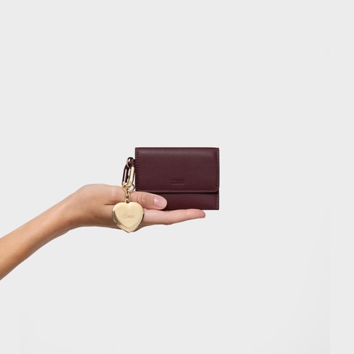 Pack de llaveros colgantes y monedero burdeos y dorado Hold