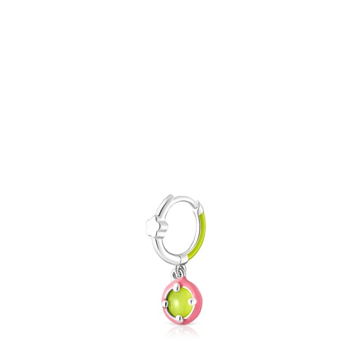 Silver TOUS Vibrant Colors Hoop earring with chalcedony and enamel