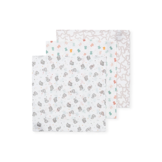Pack of 3 muslins in MMuse multicolour