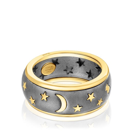 Bague Twiling en argent vermeil et dark silver