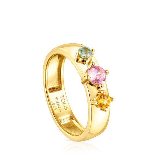 Silver Vermeil Glaring Ring with Sapphires | TOUS