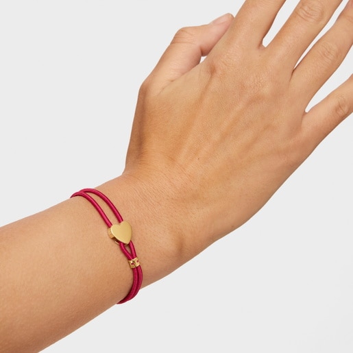 צמיד Sweet Dolls אלסטי אדום בשילוב לב מוורמיל כסף