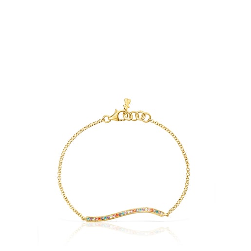 Bracciale con placcatura in oro 18 kt su argento e gemme TOUS Vibrant Colors