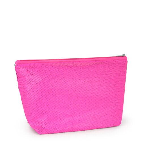 Bolsa Mediana Kaos Shock Sequins Rosa Fluorescente