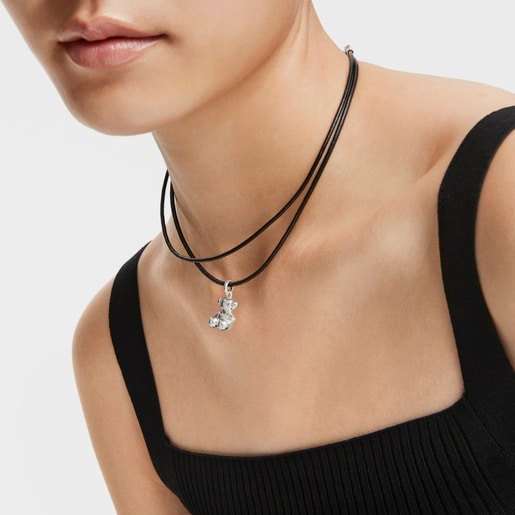 Black leather Choker with silver clasp TOUS Chokers