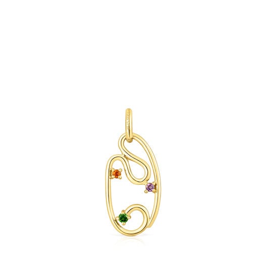 Gold Tsuri pendant with gemstones