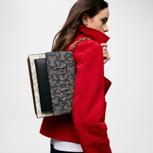 Bandolera mediana Audree Chain negra y beige Kaos Icon