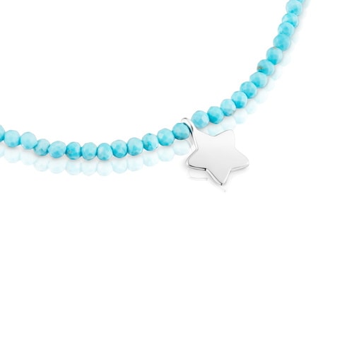 Pulsera elástica con magnesia azul y estrella de plata TOUS Motivos
