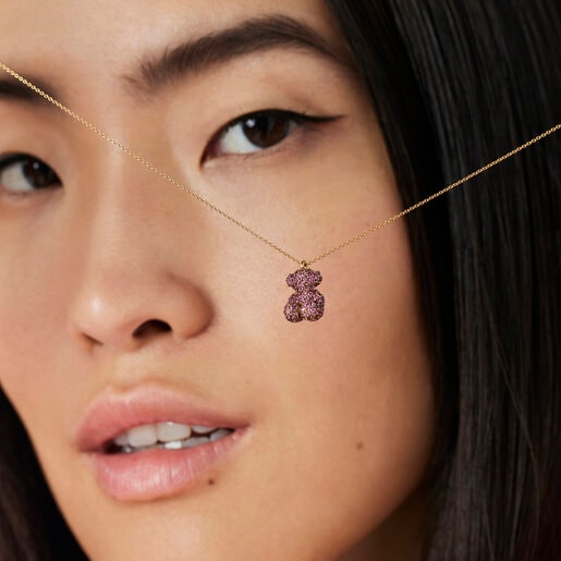 Sapphire and gold Bold Bear necklace