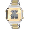 Relógio digital com bracelete em aço SS e aço IPG dourado D-BEAR