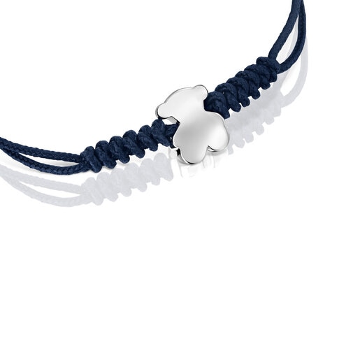 Pulseira em nylon com motivo de urso em prata Bold Motif