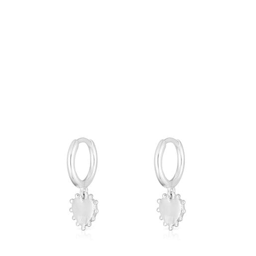 Aretes de aro de plata motivo corazón San Valentín