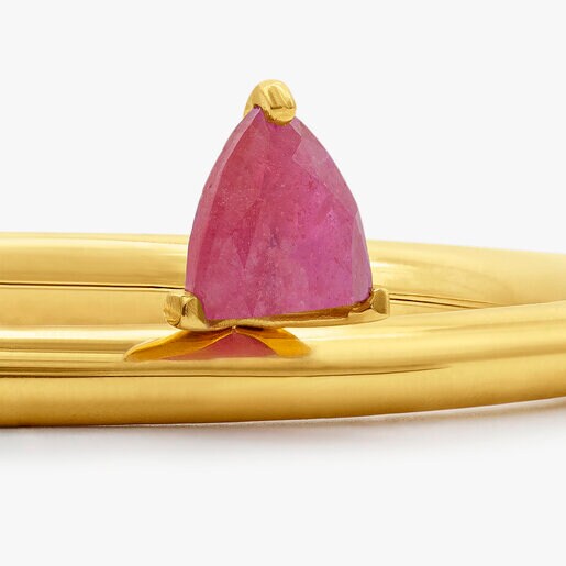 TREATED RUBY AND SILVER VERMEIL HALF CUT MARQUISE BRACELET