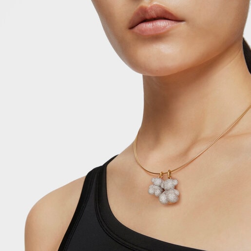 תליון דובון Bold Bear גדול מזהב בשילוב יהלום