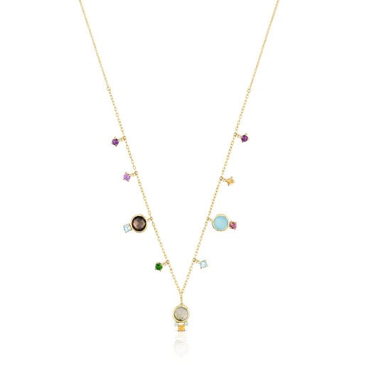 Gold Virtual Garden Necklace with gemstones