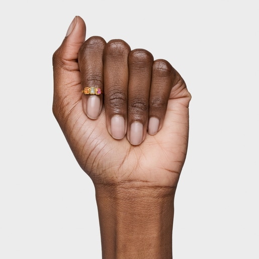 טבעת Claws‏ Icon Color LGG מכסף בציפוי זהב 18 קראט עם אבני חן מעבדה