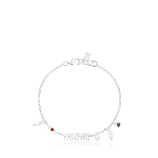 Silver Mom Bracelet with cultured pearls and gemstones TOUS Mama | TOUS