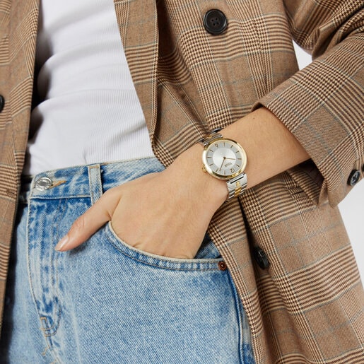 Analogue watch with steel and gold-colored IPG steel wristband S-Band