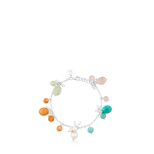 Amelie Bracelet in Silver with Beryl, Pink Quartz and Pearl