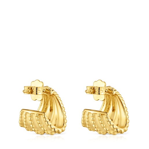 أقراط TOUS Grain طوقية قصيرة من الفضة المطلية بالذهب عيار 18 قيراطًا