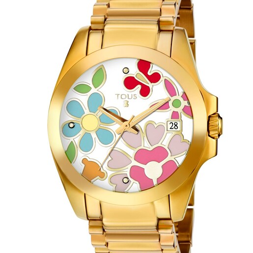 Reloj analógico Drive de acero IP dorado