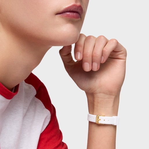 Analog Watch with white strap and gold-colored steel TOUS EPIC ICON KDT CHARMS