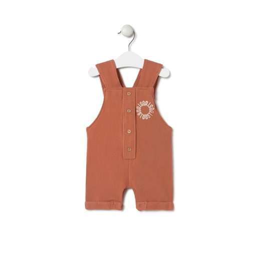 Piqué fabric baby romper in Classic brick red