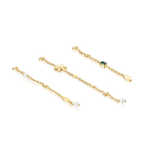 Set of Silver Vermeil Fragile Nature Extensions with Gemstones | TOUS