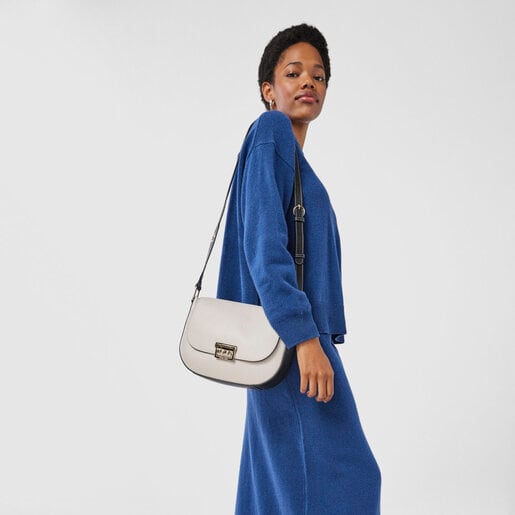 Medium beige and black leather TOUS Legacy Crossbody bag