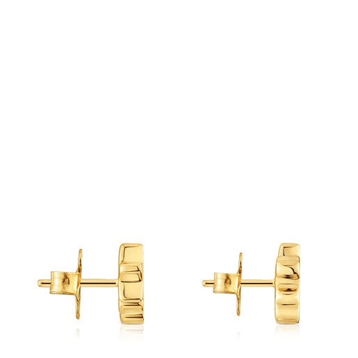 Aretes trepadores con baño de oro 18 kt sobre plata y diamantes TOUS 1950