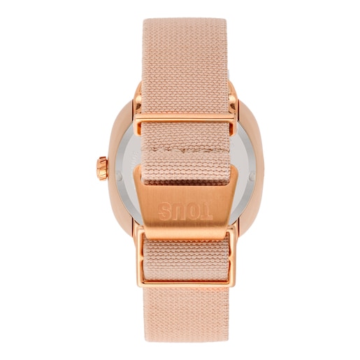 Nude-colored IPRG steel analog Watch with pink elastic bracelet Osier