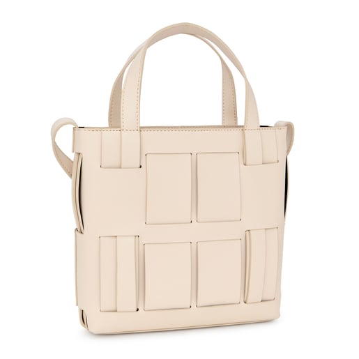 Sac à bandoulière TOUS Damas moyen beige et noir