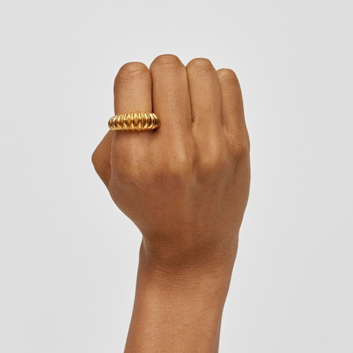 Anell amb bany d'or 18 kt sobre plata Virtual Garden
