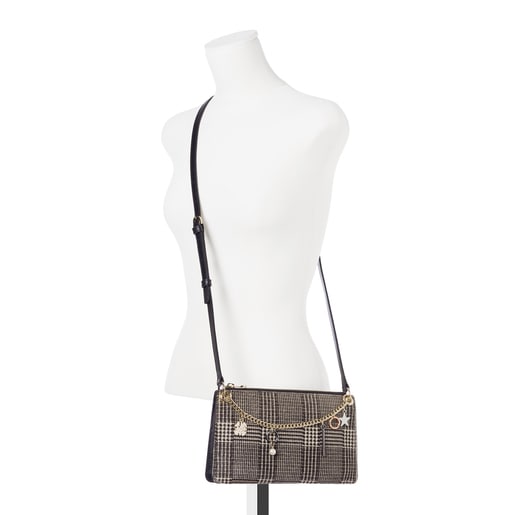 Bandolera New Liz Pendants Wild blanco-negro de piel