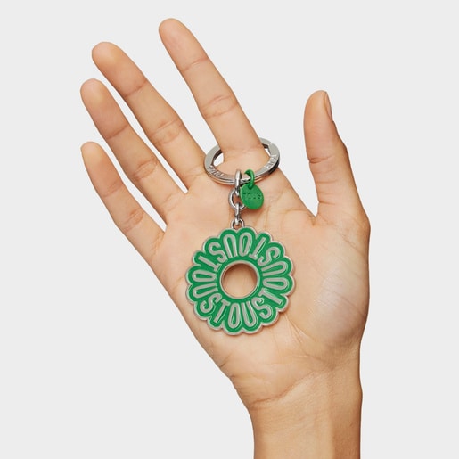Zelený Kroužek na klíče TOUS Circle Logo