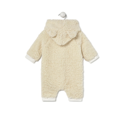 Hooded baby jumpsuit in Cosmic beige