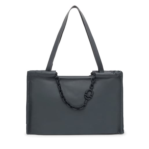 Large dark gray leather Shopping bag TOUS MANIFESTO